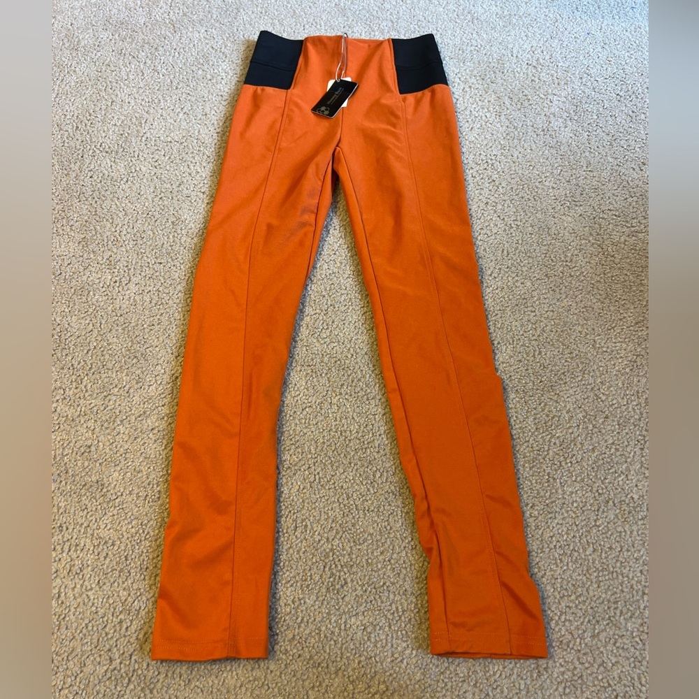 Stylish Orange and Black Women's Straight Leg Pants